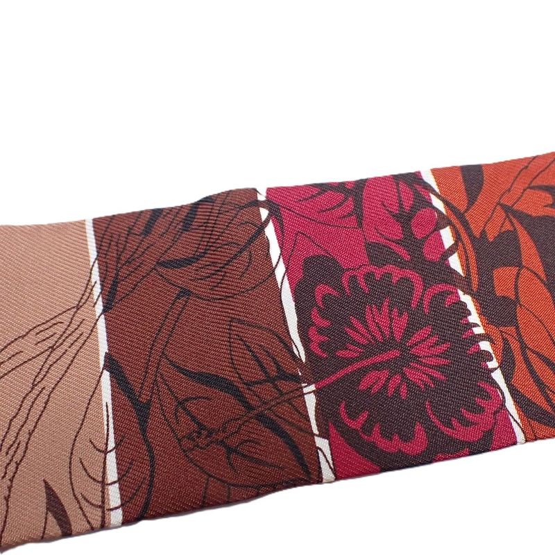 Hermes Twilly Jungle Love Rainbow Silk Brown Scarf