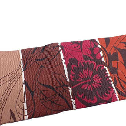 Hermes Twilly Jungle Love Rainbow Silk Brown Scarf
