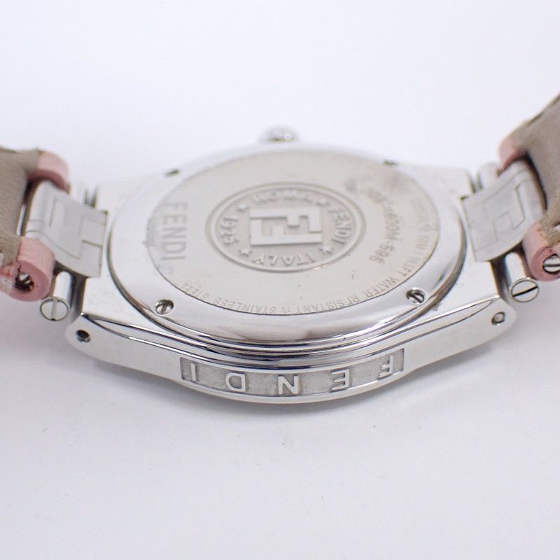 Fendi High Speed Quartz Watch Pink Shell Dial Leather