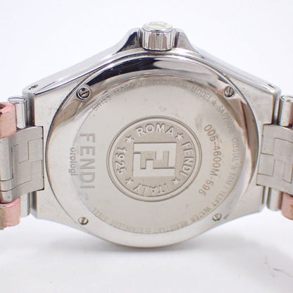 Fendi High Speed Quartz Watch Pink Shell Dial Leather