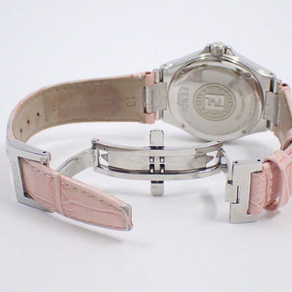 Fendi High Speed Quartz Watch Pink Shell Dial Leather