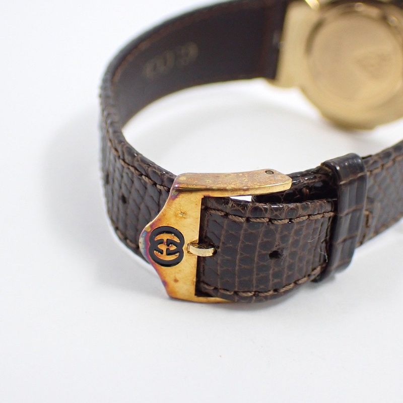 Gucci Quartz Watch Gold Leather