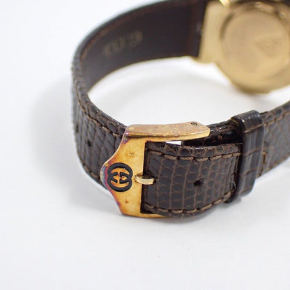 Gucci Quartz Watch Gold Leather