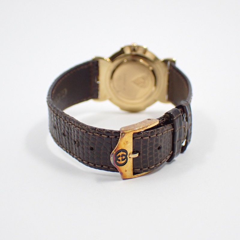 Gucci Quartz Watch Gold Leather