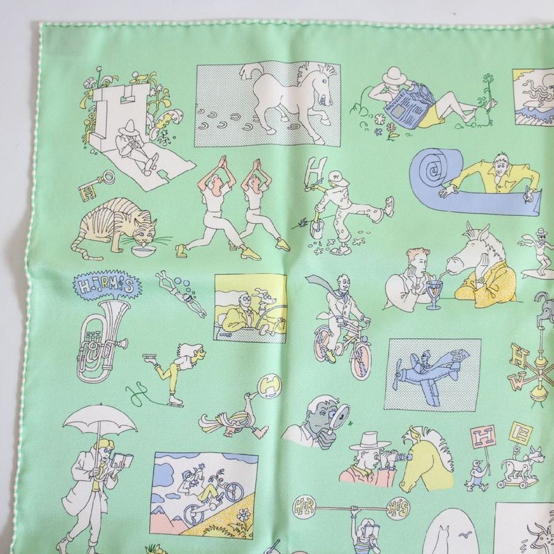 Hermes Carre 70 Scarf Libre Silk Green