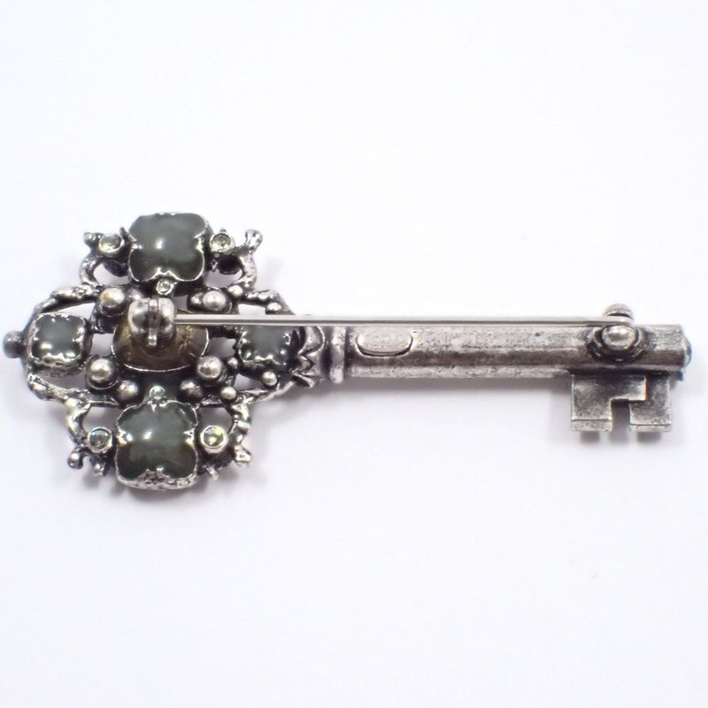 Chanel Key Motif Brooch Silver Color Rice Stone [ioki