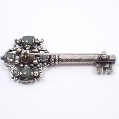 Chanel Key Motif Brooch Silver Color Rice Stone [ioki