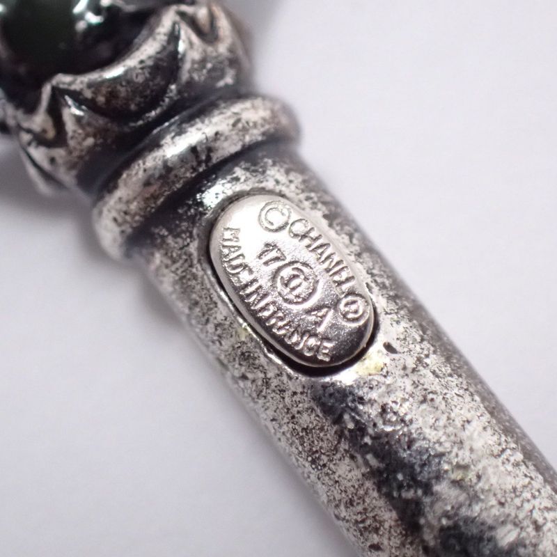 Chanel Key Motif Brooch Silver Color Rice Stone [ioki