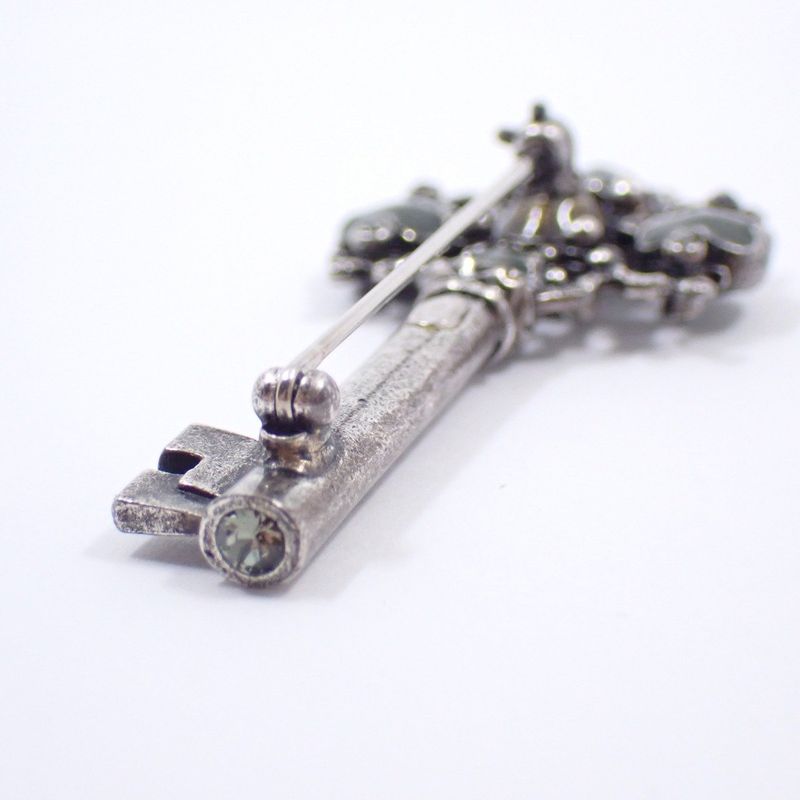 Chanel Key Motif Brooch Silver Color Rice Stone [ioki