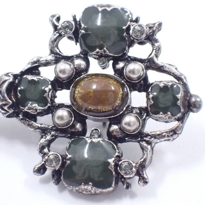 Chanel Key Motif Brooch Silver Color Rice Stone [ioki