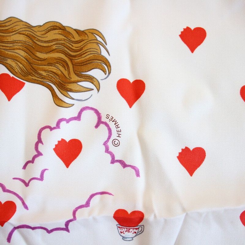 Hermes Carre 70 Scarf Tea Time Silk White