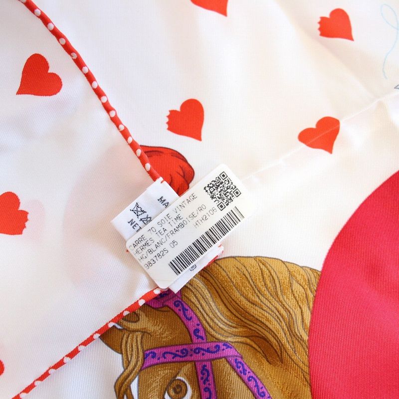 Hermes Carre 70 Scarf Tea Time Silk White