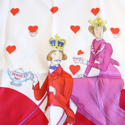 Hermes Carre 70 Scarf Tea Time Silk White