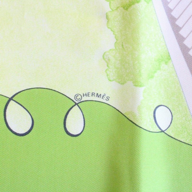 Hermes Carre 90 Scarf les Triples de Paris Mischievous Triplets Silk Green