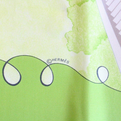 Hermes Carre 90 Scarf les Triples de Paris Mischievous Triplets Silk Green