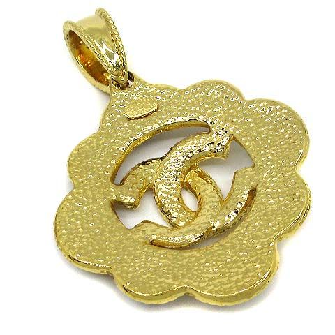 Chanel CC Logo Pendant Top Gold Vintage with Metallic Stones