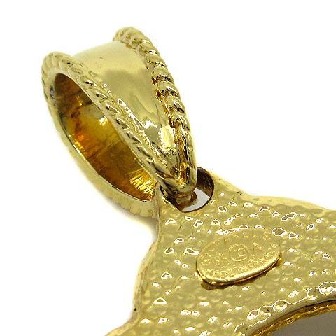Chanel CC Logo Pendant Top Gold Vintage with Metallic Stones