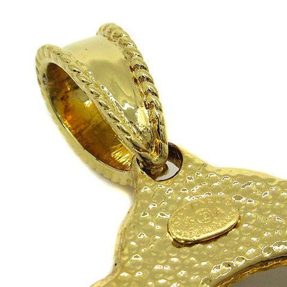 Chanel CC Logo Pendant Top Gold Vintage with Metallic Stones