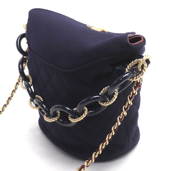 Chanel Paris Hamburg Chain Shoulder Bag Navy