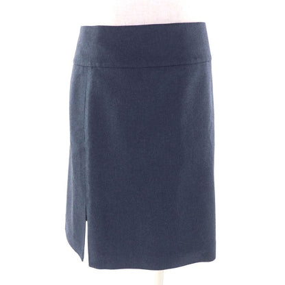 Hermes 100% Wool Trapezoid Knee Length Wrap Skirt Navy 34