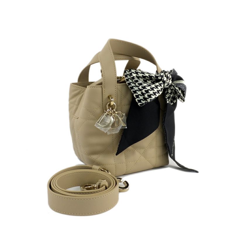 Dior Toujour Vertical Nano Powder Beige Macro Cannage Shoulder Bag