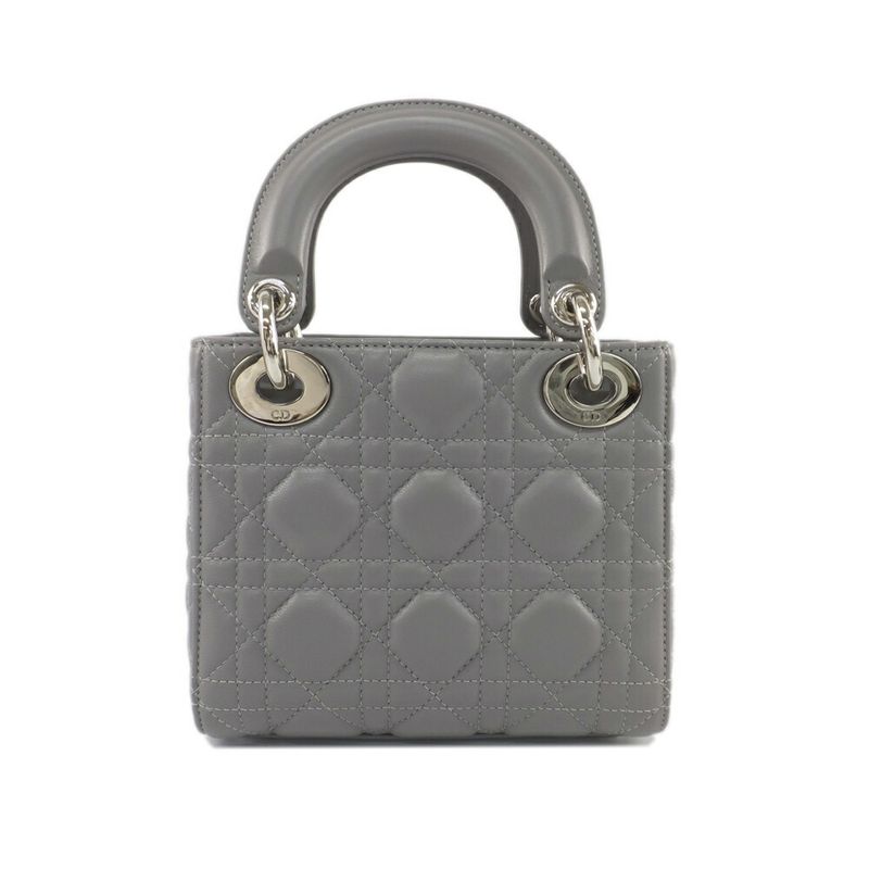 Dior Mini Gray Cannage Stitch Shoulder Strap Lambskin Bag