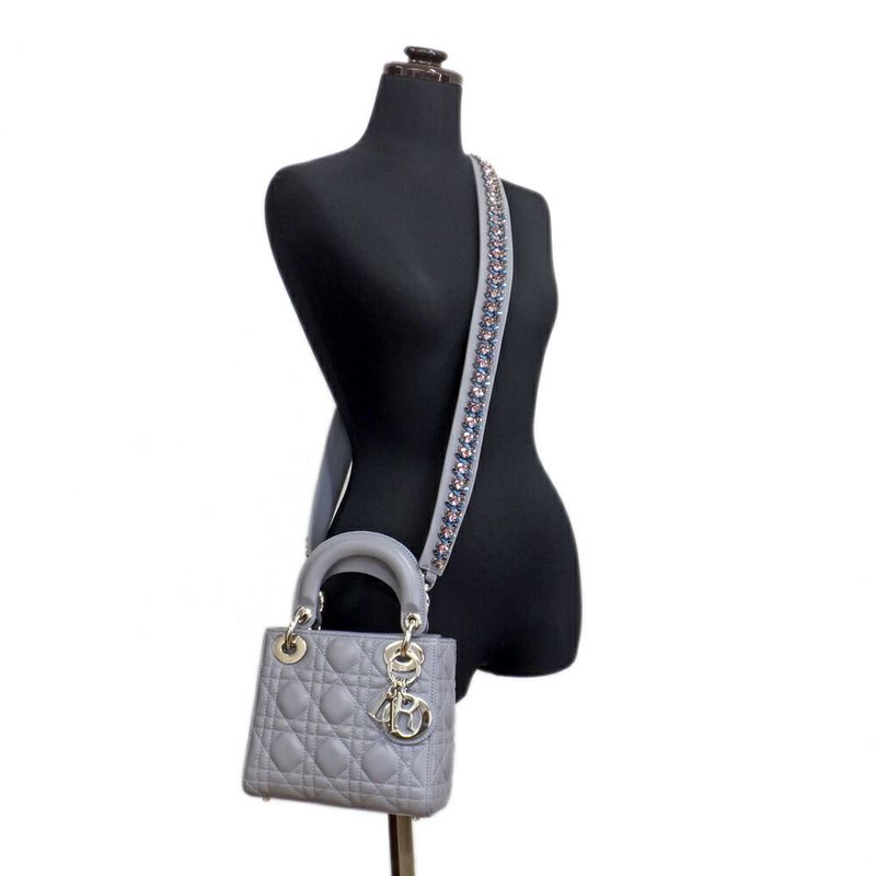 Dior Mini Gray Cannage Stitch Shoulder Strap Lambskin Bag