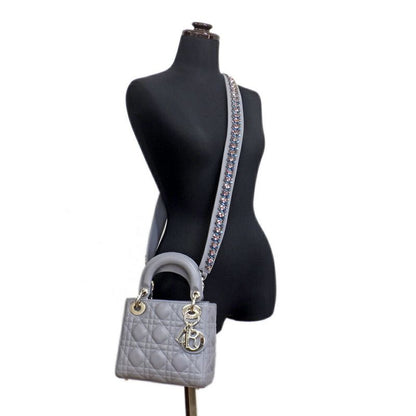 Dior Mini Gray Cannage Stitch Shoulder Strap Lambskin Bag
