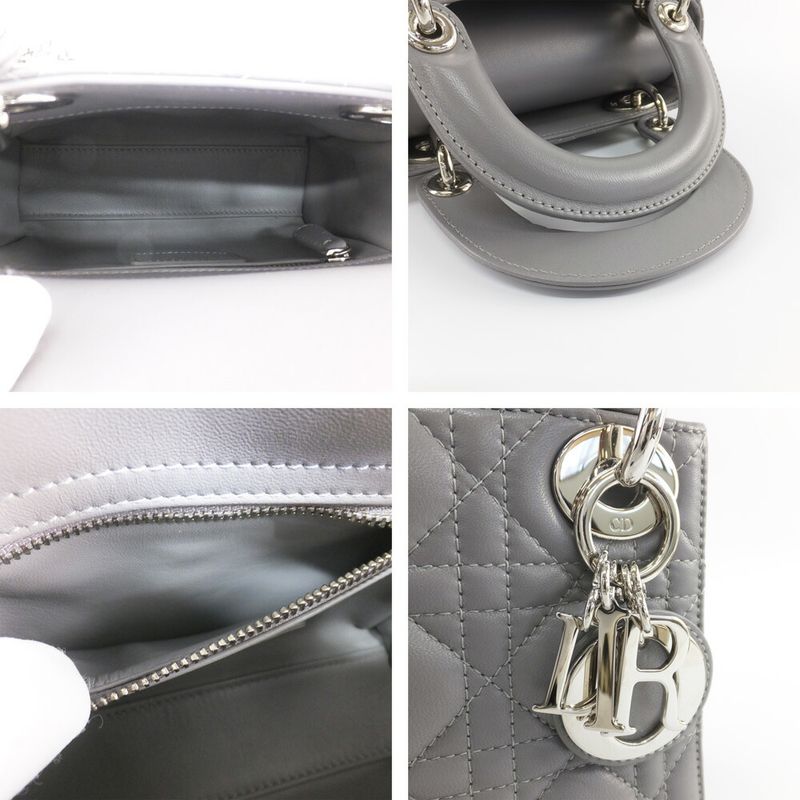 Dior Mini Gray Cannage Stitch Shoulder Strap Lambskin Bag
