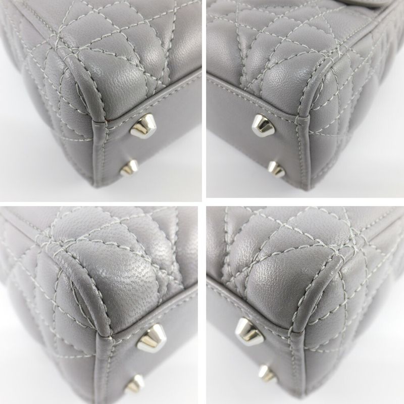 Dior Mini Gray Cannage Stitch Shoulder Strap Lambskin Bag