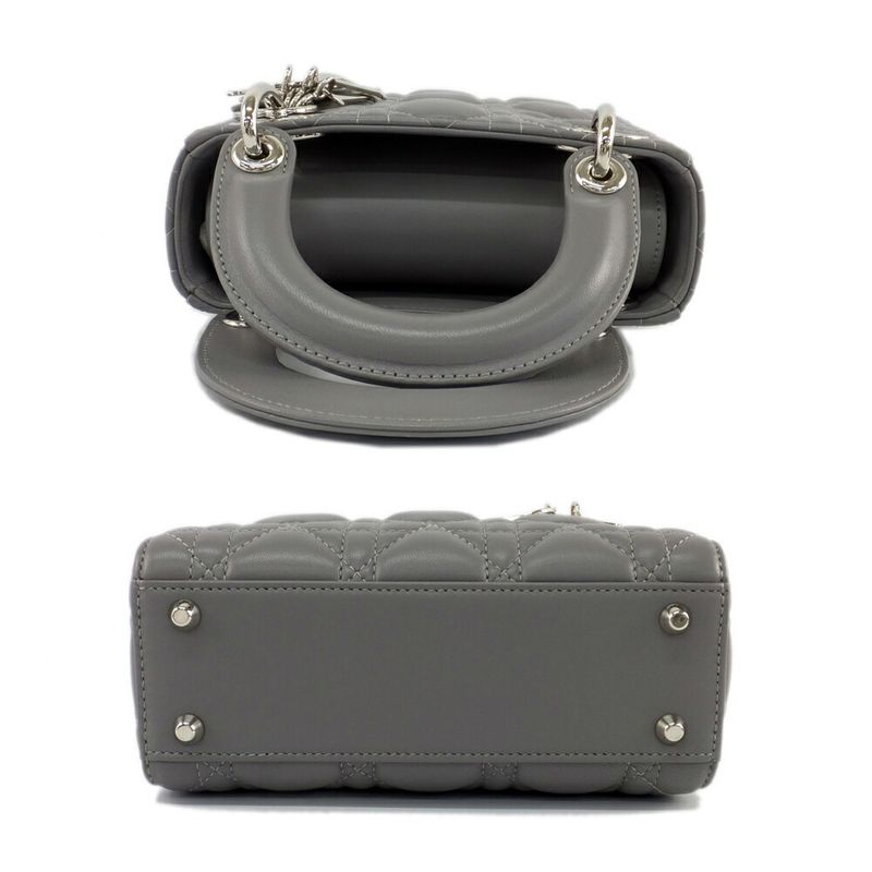 Dior Mini Gray Cannage Stitch Shoulder Strap Lambskin Bag
