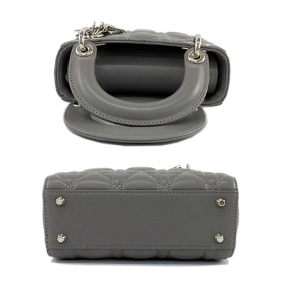 Dior Mini Gray Cannage Stitch Shoulder Strap Lambskin Bag