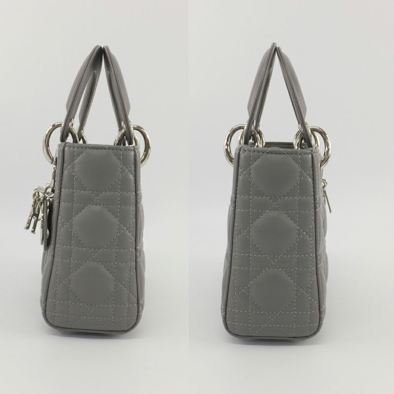 Dior Mini Gray Cannage Stitch Shoulder Strap Lambskin Bag