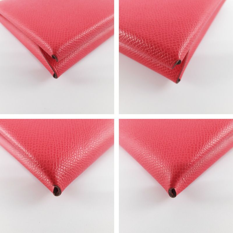Hermes Calvi Duo Red Card Case Coin Silver Ed