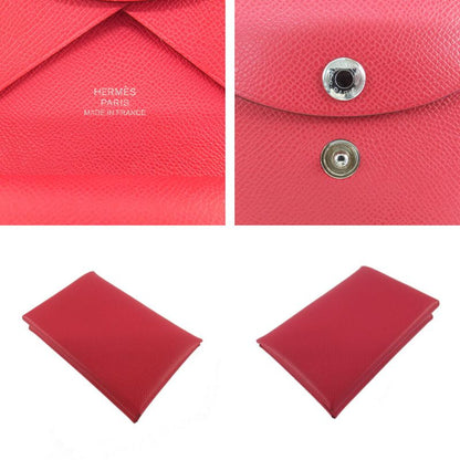 Hermes Calvi Duo Red Card Case Coin Silver Ed