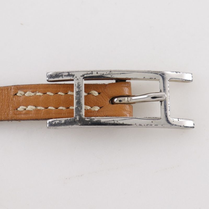 Hermes Choker Leather Brown Silver Bracelet