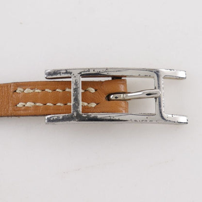 Hermes Choker Leather Brown Silver Bracelet