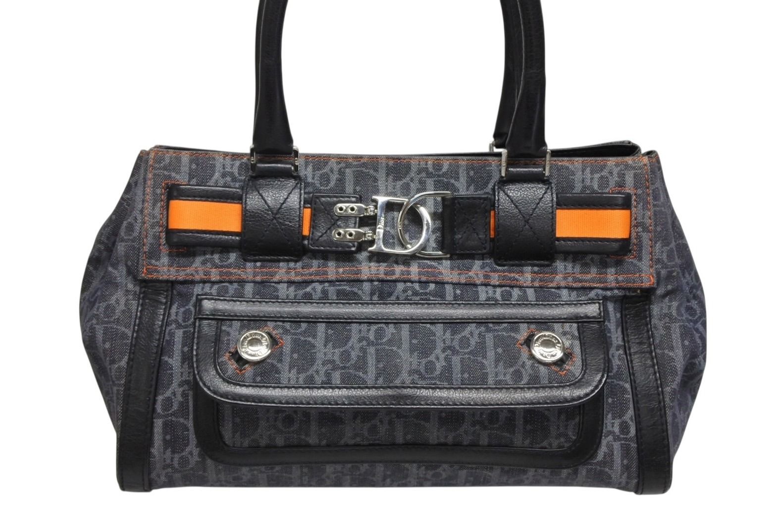 Dior Flight Line Trotter Handbag Denim Leather Navy Black Silver — view 2