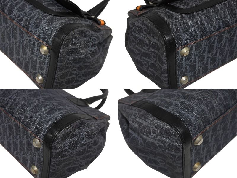 Dior Flight Line Trotter Handbag Denim Leather Navy Black Silver — view 7