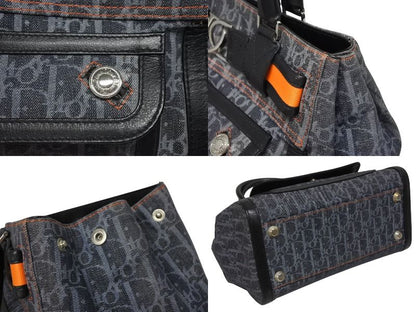 Dior Flight Line Trotter Handbag Denim Leather Navy Black Silver — view 6