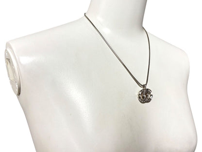 Chanel Rhinestone CC Logo Necklace 01 Silver — view 8