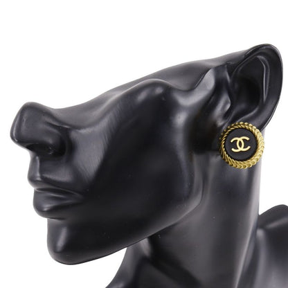 Chanel CC Logo Vintage Gold Plated Black 95C Earrings