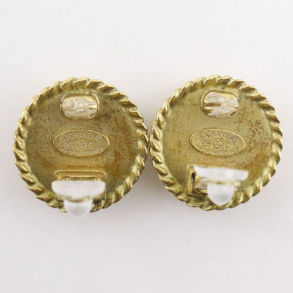Chanel CC Logo Vintage Gold Plated Black 95C Earrings
