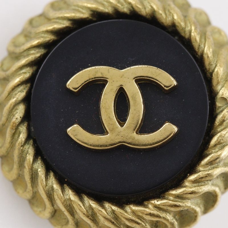 Chanel CC Logo Vintage Gold Plated Black 95C Earrings