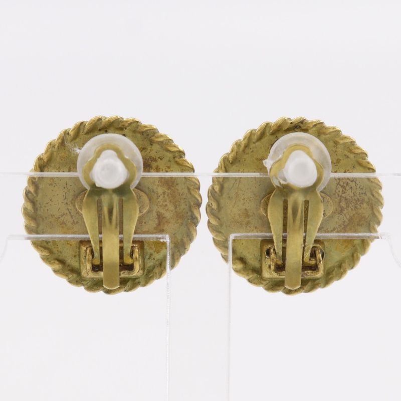 Chanel CC Logo Vintage Gold Plated Black 95C Earrings