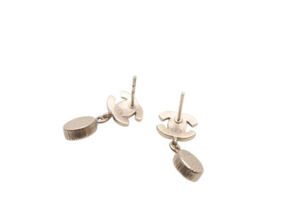 Chanel 09A CC Logo Drop Earrings Dangle 09 Metal Rhinestone Silver — view 8