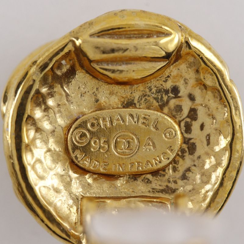 Chanel CC Logo Vintage Gold Plated Earrings