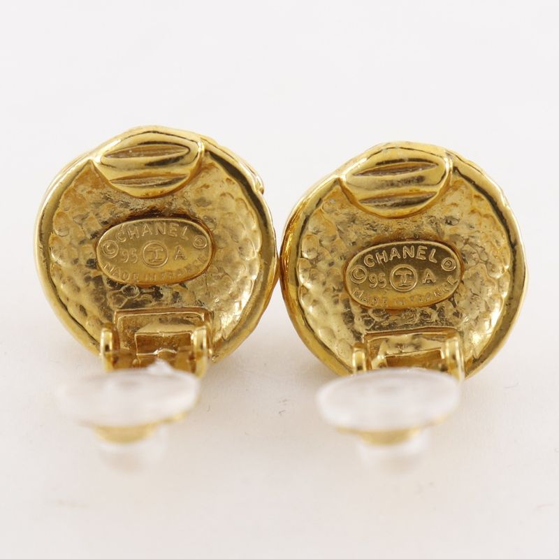 Chanel CC Logo Vintage Gold Plated Earrings