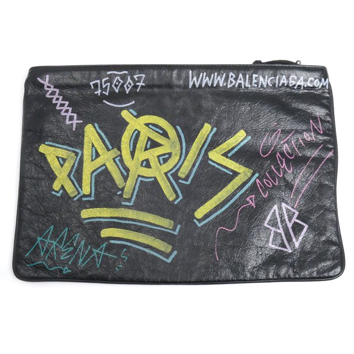 Balenciaga Graffiti Explorer Clutch Black