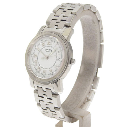 Hermes Carrick Stainless Steel Quartz Analog Display White Dial Watch